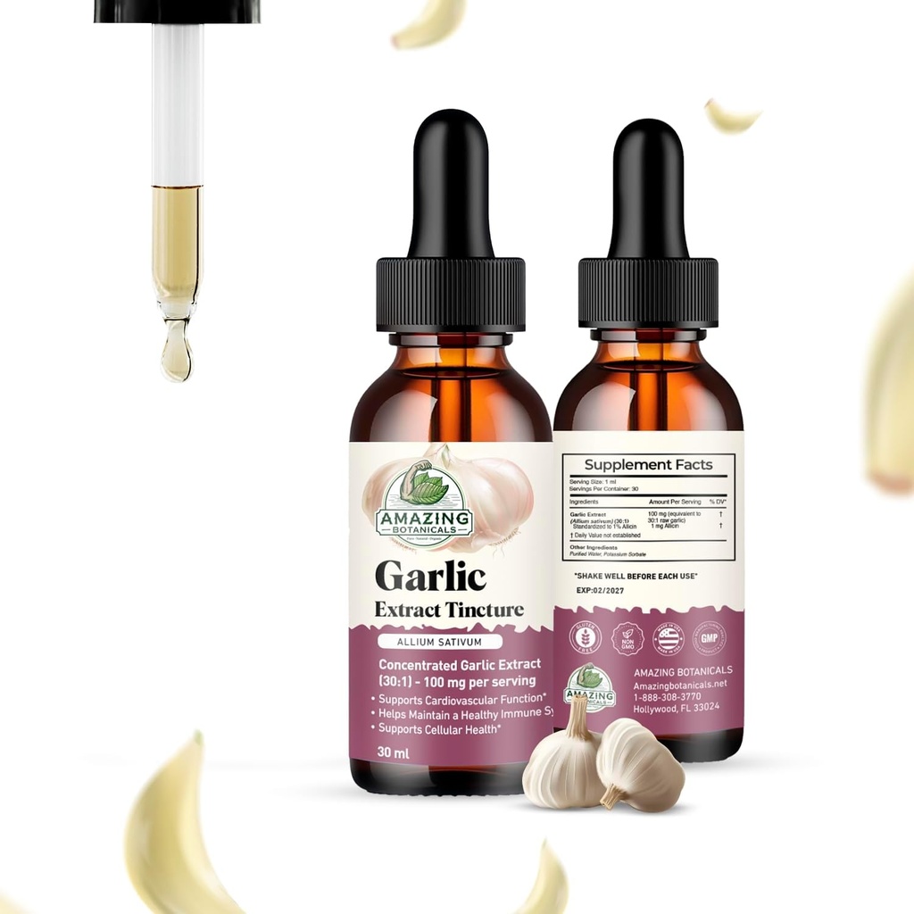 Garlic Tincture – Allium Sativum Herbal Extract – High Potency Liquid Supplement – (1oz)