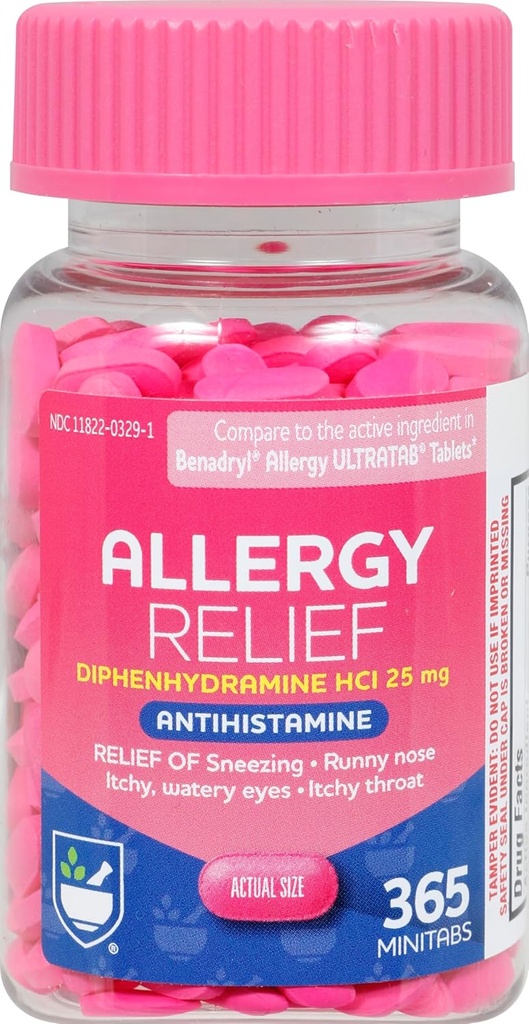 Rite Aid Antihistamine Allergy Relief with Diphenhydramine - 25mg, 365 Count