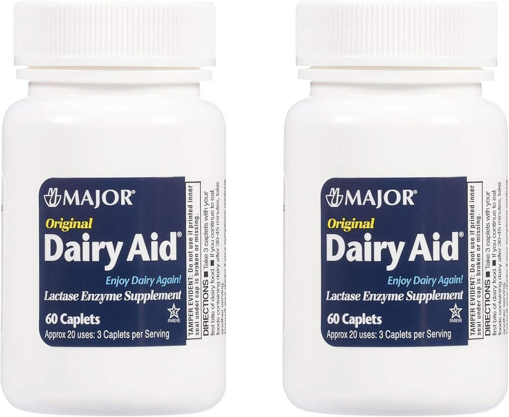 Dairy Aid Lactase Enzyme Caplets Generic for Lactaid Original 120 Ea.