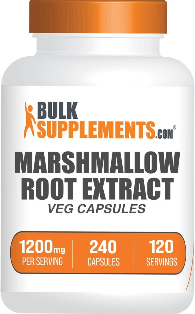 BulkSupplements.com Marshmallow Root Extract Capsules - Herbal Supplement, Marhmallow Root 1200mg - Gluten Free, 2 Capsules per Serving, 240 Count (Pack of 1)