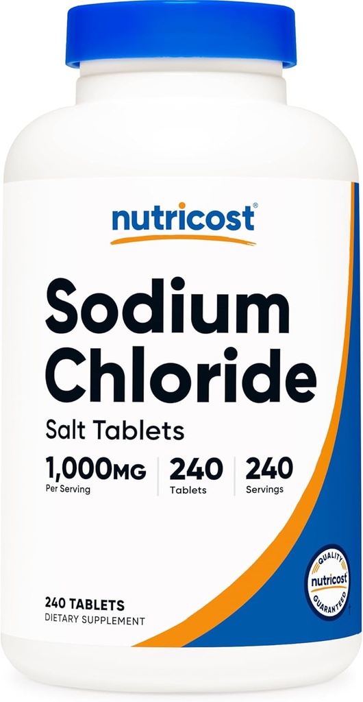 Nutricost Sodium Chloride 1000mg, 240 Tablets - Salt Tablets, Non-GMO, Gluten Free