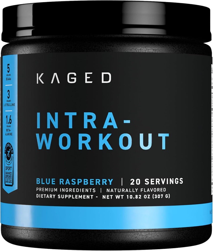 [BRSWYGIODIBWKA3O] Kaged Intra-Workout Powder In-Kaged BCAAs, L-Citrulline & Beta-Alanine for Endurance 124mg Organic PurCaf Caffeine Coconut Water Powder 20 Servings Blue Raspberry