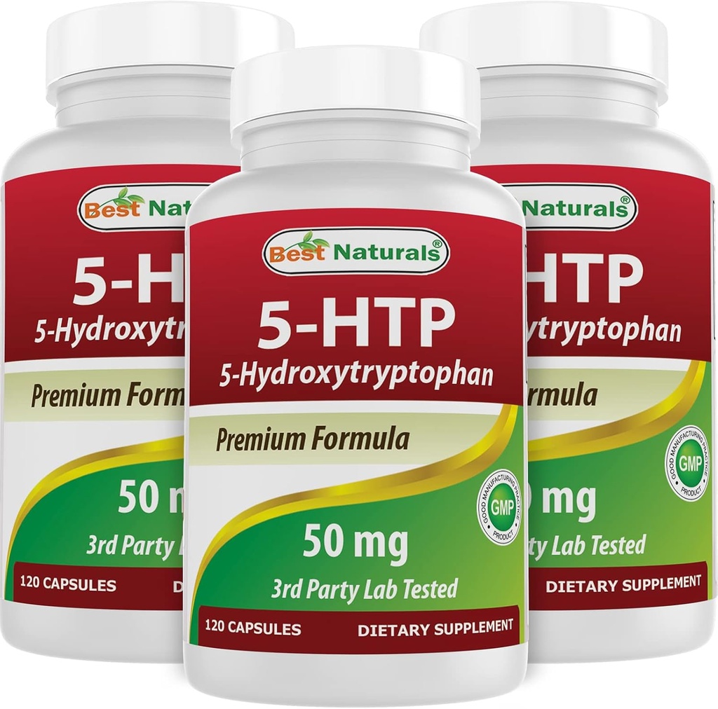 Best Naturals 5-HTP 50 mg 120 Capsules, 5 HTP Capsules Supports Relaxation & restful Sleep (360 Count(Pack of 3))