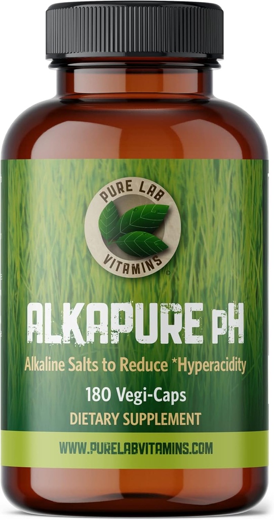 Pure Lab Vitamins Alkapure pH - 180 Vegi Caps Calcium Free, Sodium : Potassium Balanced, Alkaline Salts to Improve Body pH Made in Canada