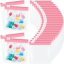 24 Pieces Pill Pouch Bags Zippered Pill Pouch Set Reusable Translucent Medicine Organizer Self Sealing Medicine Bag Travel Plastic Pill Bags with Slide Lock Pill Baggies for Pills (Light Pink)