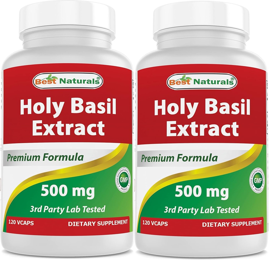 Best Naturals Holy Basil Extract 500 mg 120 VCaps (120 Count (Pack of 2))