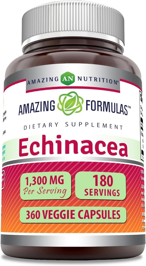 Amazing Formulas Echinacea | 1300 Mg Per Serving | 360 Veggie Capsules | Non-GMO | Gluten Free | Made in USA