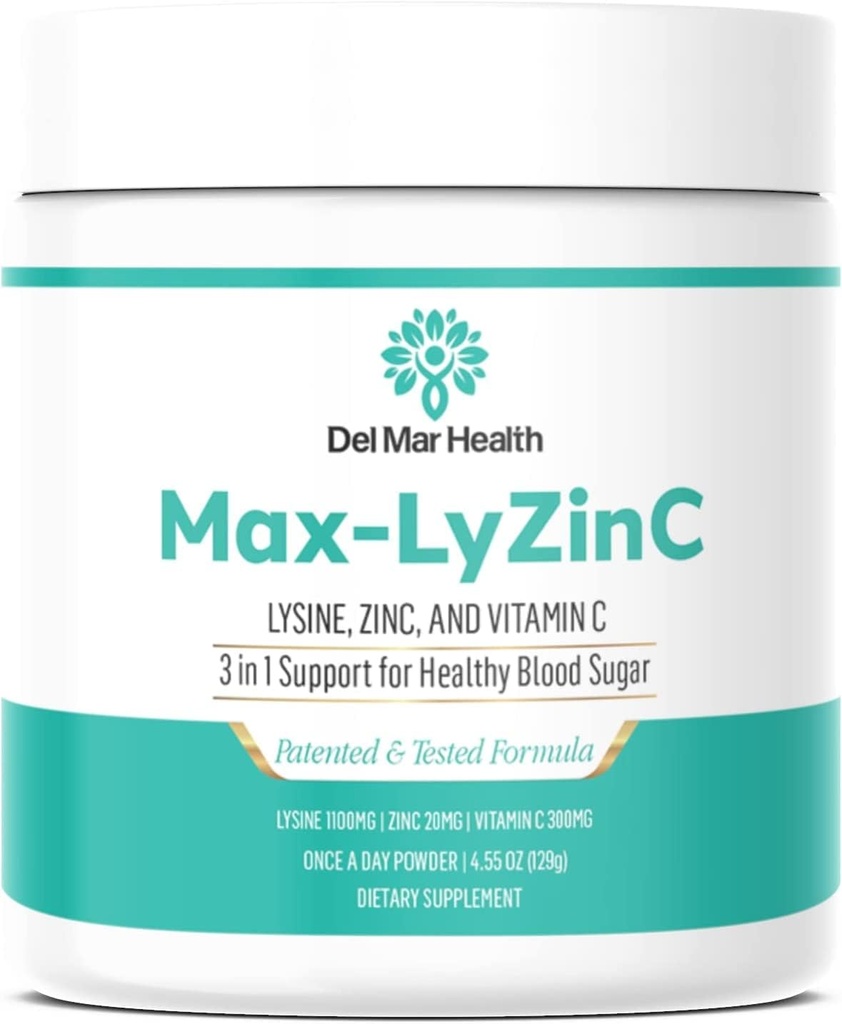 [BRSRMHY7OAIBQA3U] Max-LyZinC | L-Lysine 1100 mg + Zinc 6 mg + Vitamin C 100 mg - 3-in-1 Supplement for Maintaining Blood Sugar Already in The Healthy Range - One-Scoop-Per Day Powder