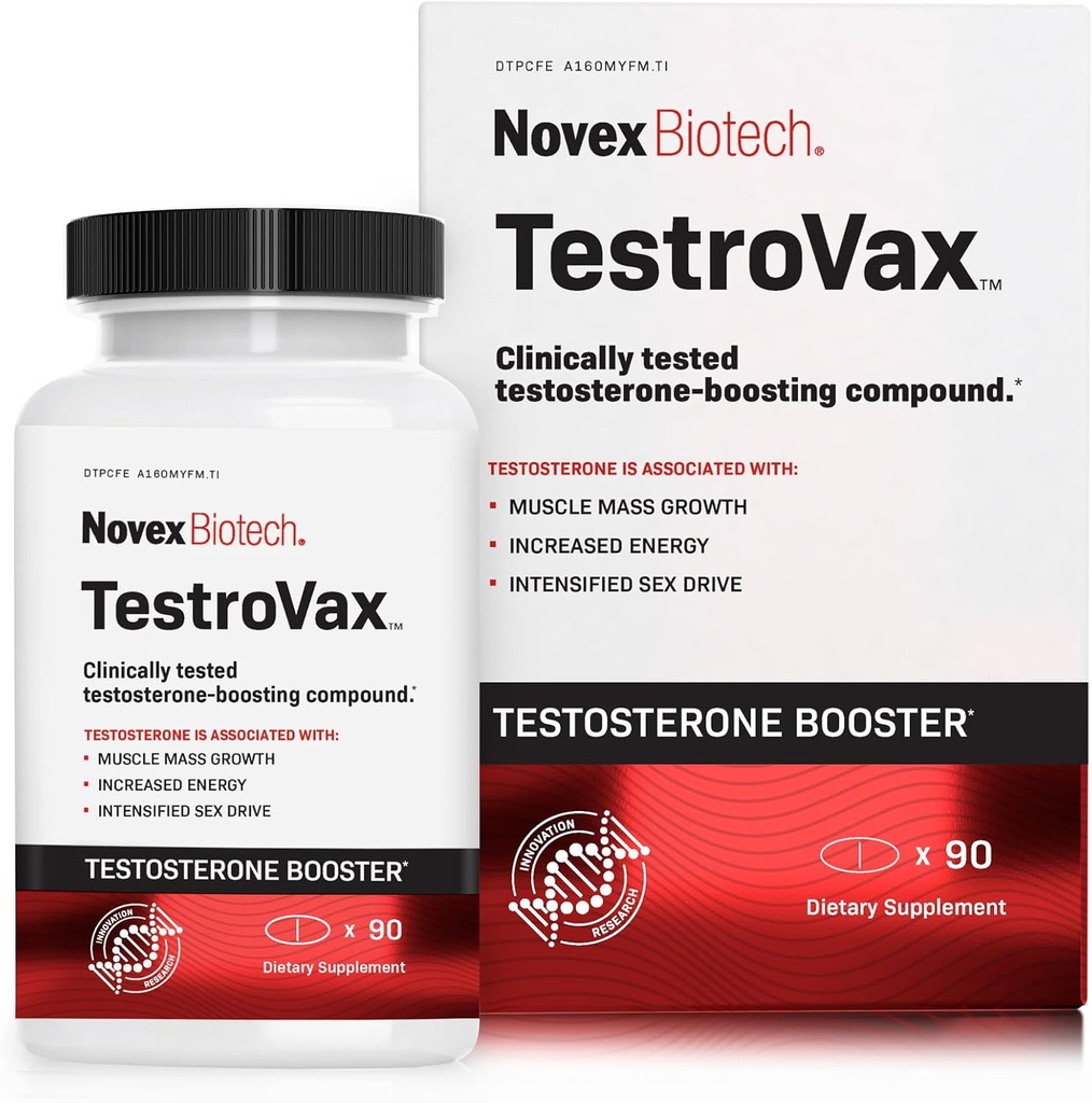 Novex Biotech Testrovax, Best Testosterone Booster for Men - T Booster - Fenugreek & Ashwagandha - Increase Testosterone levels in 12 days*, 30-Day Supply