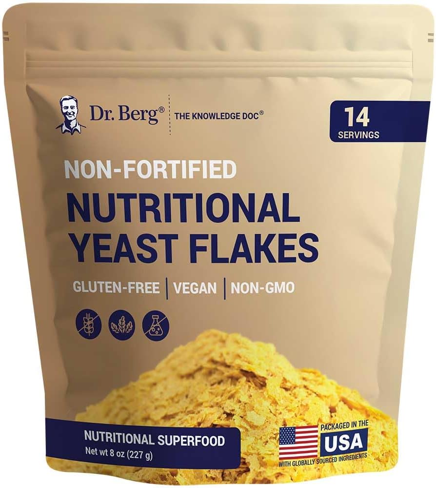 [BRSW2C3QBN5A2CA3] Dr. Berg Premium Nutritional Yeast Flakes - Delicious Non-Fortified Nutritional Yeast with Naturally Occurring B Vitamins - 8oz