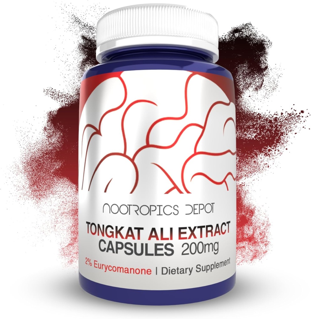 [BRSWY2QOBYNQOYI7] Nootropics Depot Tongkat Ali Extract Capsules | 200mg | 120 Count | 2% Eurycomanone by HPTLC | Eurycoma longifolia Root Extract