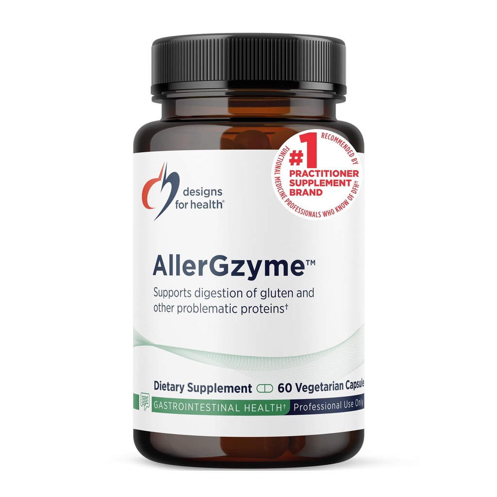 Designs for Health AllerGzyme Digestive Enzymes Supplement - Supports Digestion of Gluten, Dairy + Problematic Proteins with Protease + Bromelain - Non-GMO + Dairy Free (60 Capsules)
