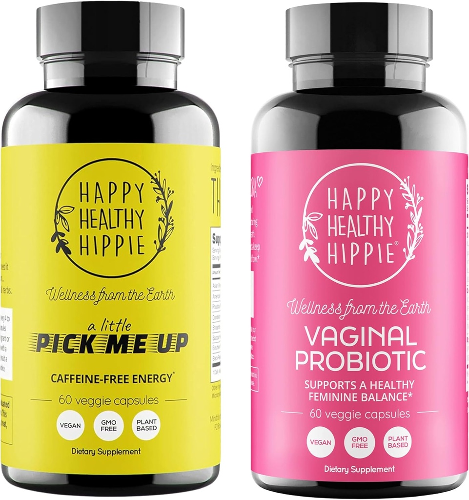 Happy Healthy Hippie Vaginal Probiotics for Women & Pick Me Up Natural Energy Pills
