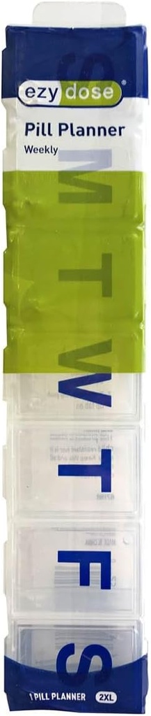 EZY DOSE Weekly (7-Day) Pill Organizer, Vitamin Case and Medicine Box, Clear Lids, 2X-Large
