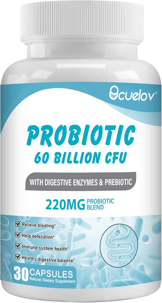 [BRSRAED4AUPAMEYV] Probiotics 60 Billion CFU with 10 Strains & 3 Organic Prebiotics,Probiotics Supplement for Women Men Support Metabolism,Immunity and Digestive Health,Non-GMO & Gluten Free,30 Capsules