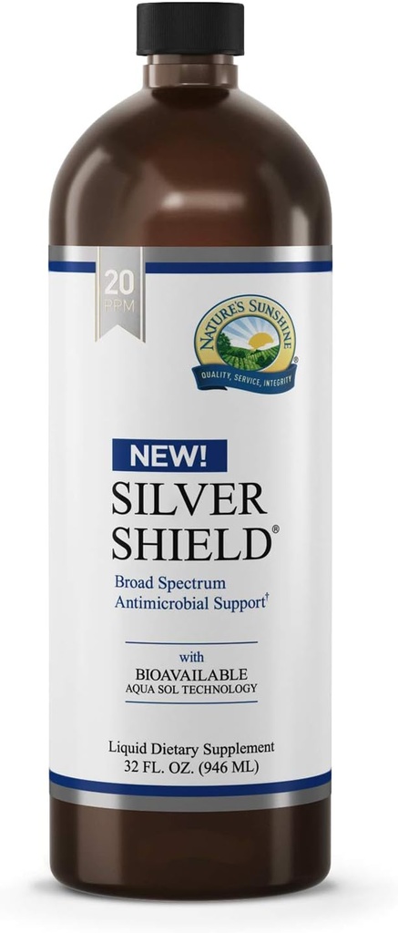 [BRSWKHQROB4REE32] Nature's Sunshine Silver Shield Liquid, 32 Fl Oz | Colloidal Silver Liquid with Aqua Sol Technology Provides Immune Support and Protection