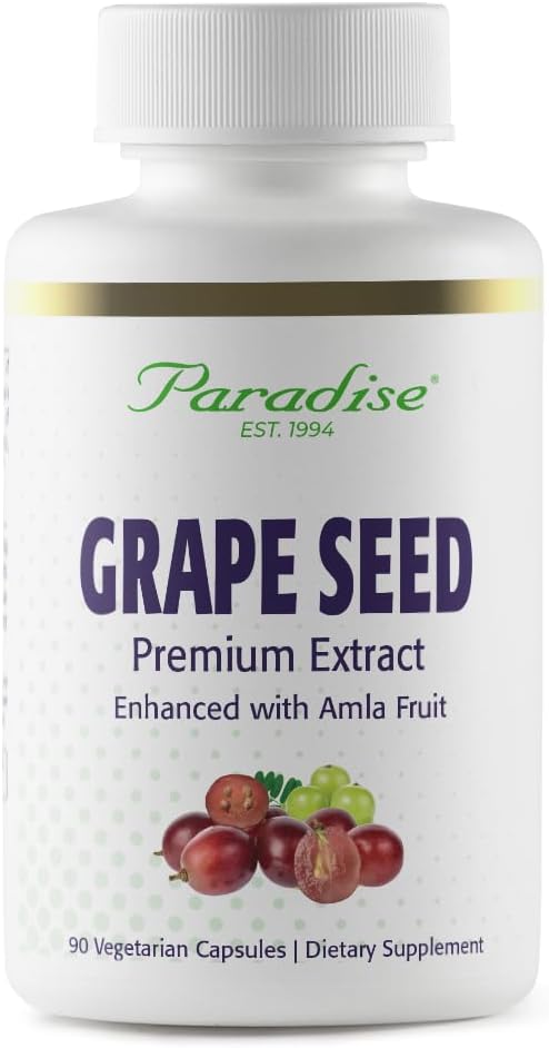 [BRSWIY33AQJRMEY3] Paradise Herbs Grape Seed Extract, Active Whole Spectrum, Antioxidant, Vegan, Non GMO, Gluten Free, 90 Vegetarian Capsules