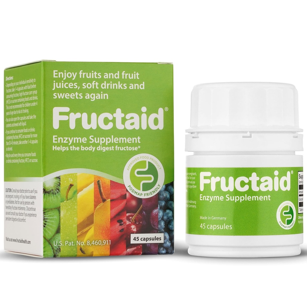 Enzyme Supplement - 45 Capsules, so that You can Enjoy Fruits, Fruit Juices, Soft Drinks, and Sweets Again, Dietary Supplement, Gluten-Free, Lactose-Free
