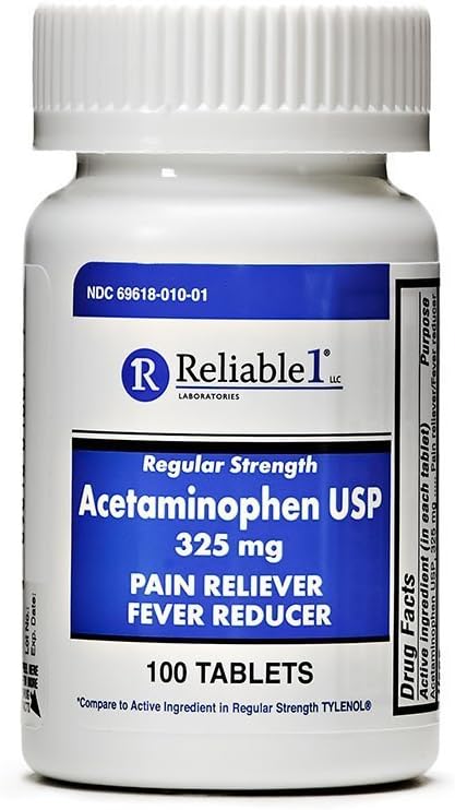 [BRSWKGAEAZ4QM3TM] Reliable 1 Regular Strength Acetaminophen USP Tablets 325 mg, 100 Count