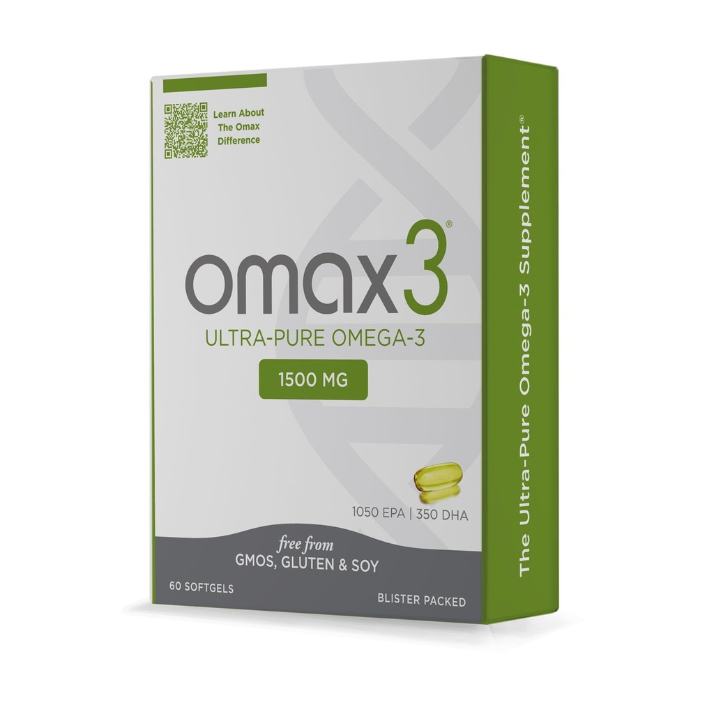 Omax3 Ultra - Pure Omega 3 Fish Oil Pills 1500 MG EPA DHA - Omega3 Fatty Acid Supplements Muscle & Joint- Gluten Free, Wild Caught, Non GMO, 30-Day Supply Blister Packed (1 Box)