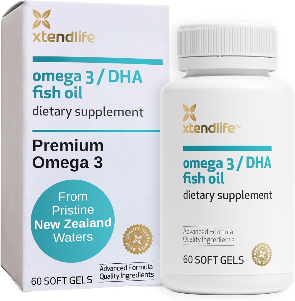 [BRSWIEAIBIJR2YDC] Xtendlife Omega 3 DHA Fish Oil - 1100mg with 700mg DHA and 300mg EPA - Omega 3 6 9 Supplement for Heart and Brain - 1 Month Supply (60 Count)