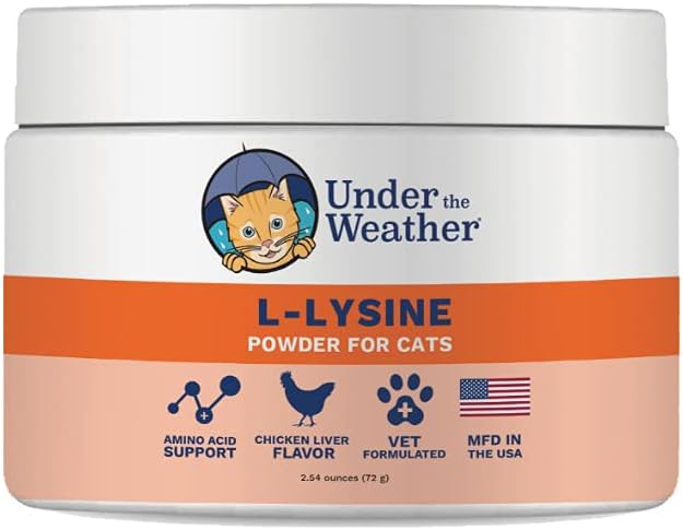 [BRSW2EIYAAFQIG3J] Under the Weather Pet L-lysine Powder Cat Supplement | Natural Vet Formulated Lysine Powders for Cats and Kittens | Promotes Balance Healthy Immune Support and Boost Overall Health Response (2.54 Oz)