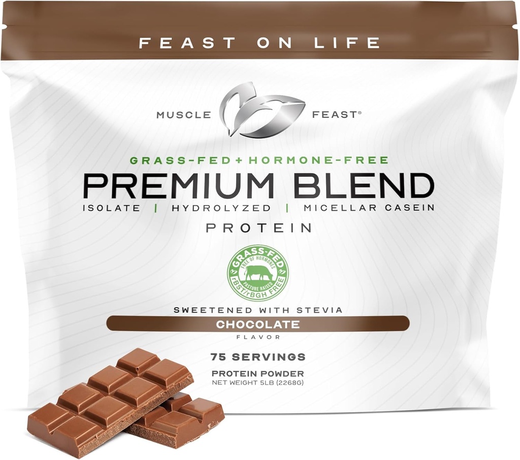 [BRSWIEYYOYFB2DDU] Muscle Feast Premium Blend All Natural Hormone Free Grass-Fed Whey Protein Powder, Chocolate, 5lb