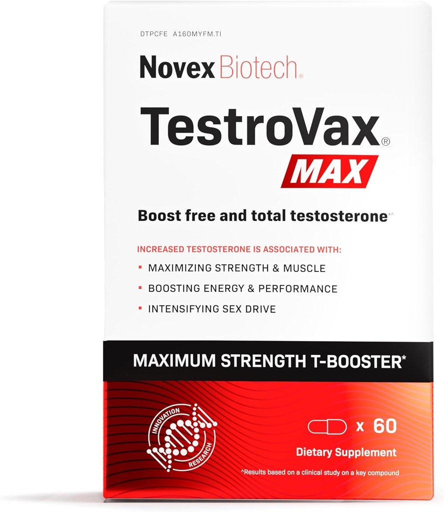 Novex Biotech TestroVax MAX – Daily Testosterone Multivitamin - Dietary Supplements for Boosting Testosterone and Increasing Strength, 60 Ct