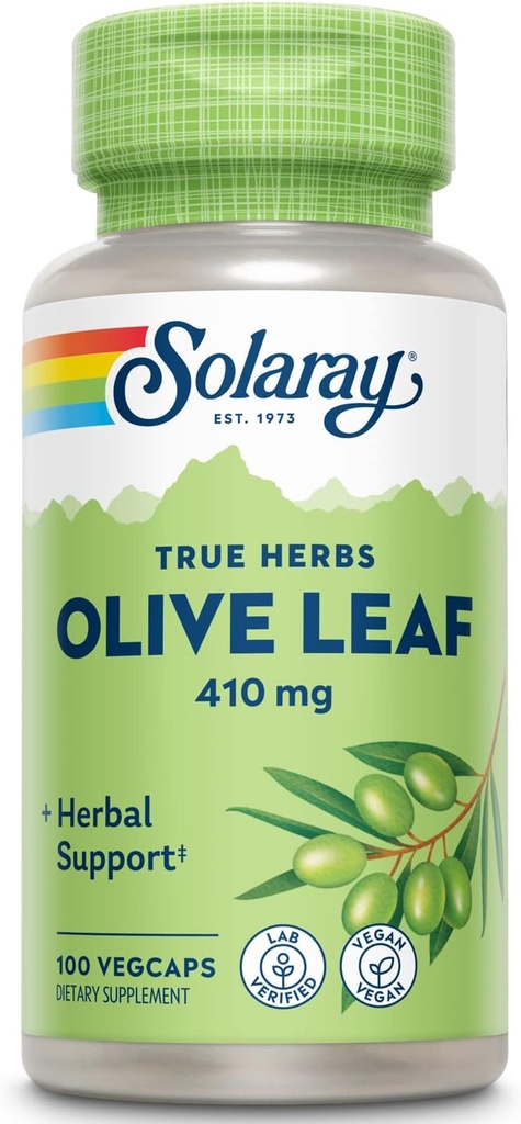 SOLARAY Olive Leaf Capsules, 410 mg | 100 Count