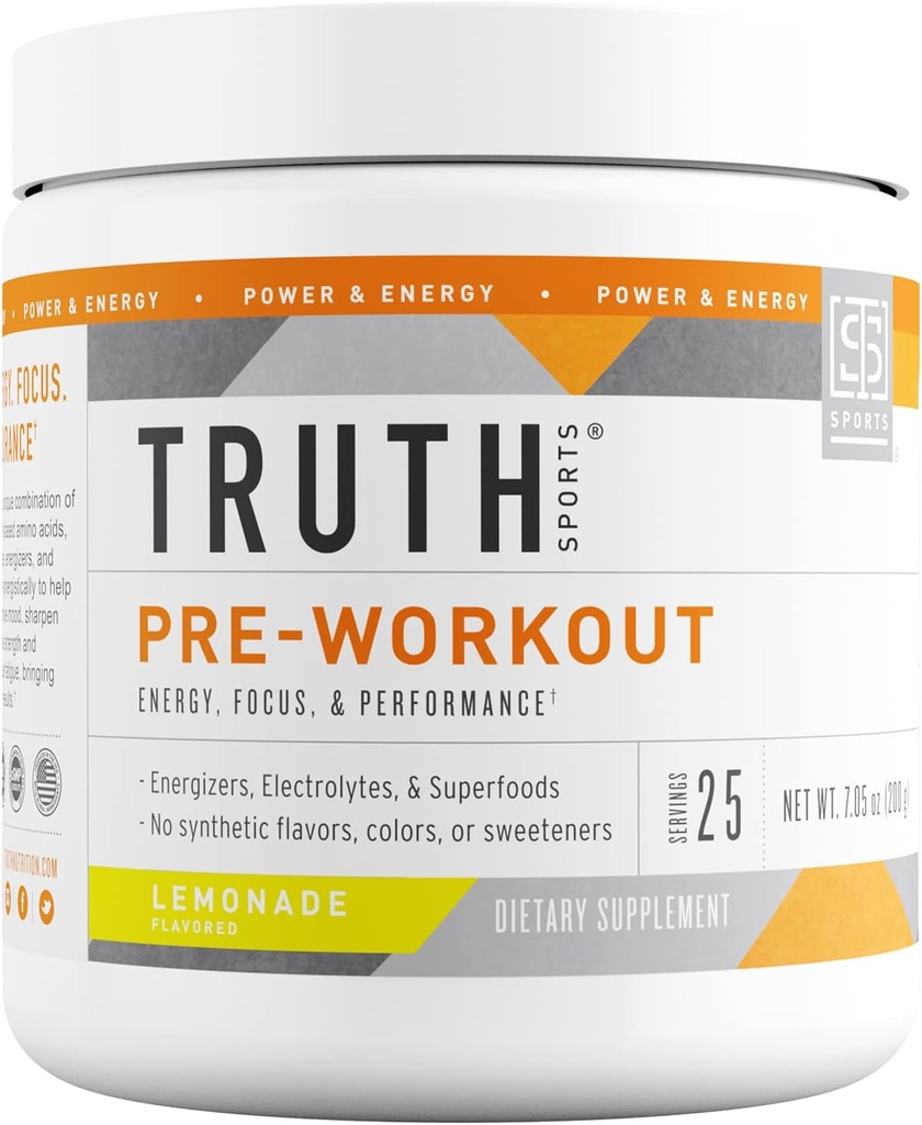 Pre Workout Powder - Natural PreWorkout for Men & Women, Vegan BCAA Amino Energy Powder, Keto Friendly - No Artificial Flavors, Sweetners or Dyes (Lemonade)