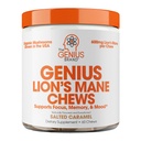The Genius Brand Genius Lion's Mane Chews - Plant-Based Supplement for Memory, Focus & Mood Support - Organic & Non-GMO - Salted Caramel - 60 Chews