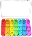 Odaro Weekly Pill Organizer 4 Times a Day, Daily Pill Box 7 Day, Large Travel Pill Case with 28 Compartment to Hold Medicine, Vitamin and Supplement - White Case