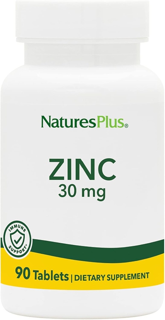 [BRSWIYTYO4HQO3TM] NaturesPlus Zinc Tablets - 30 mg, 90 Vegetarian Tablets - Immune System Supplement for Cellular Growth & Repair - Promotes Healthy Digestion, Metabolism & Vision - Gluten-Free - 90 Servings