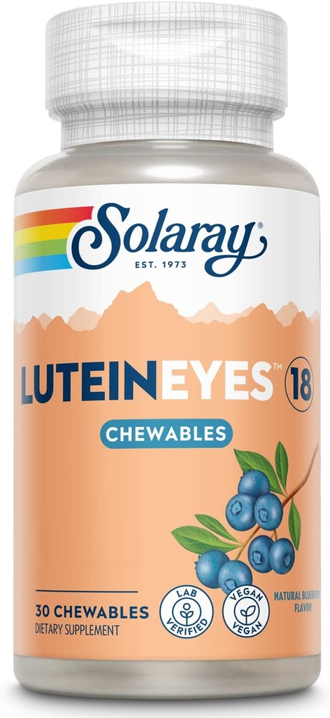 [BRSWIYQ4DMBR2HD4] SOLARAY Chewable Lutein Eyes 18 | Eye & Macular Health Support Supplement w/Naturally Occurring Lutein and Zeaxanthin | Non-GMO | 30 Chewables