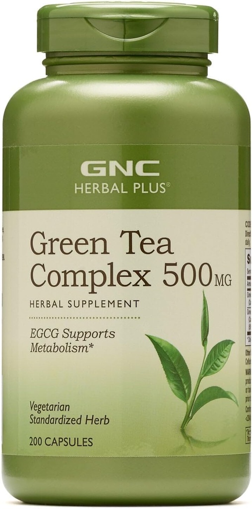 [BRSWGGQEOQMWAEL7] GNC Herbal Plus Green Tea Complex 500mg Supplement, Vegetarian, Supports Metabolism, 200 Servings
