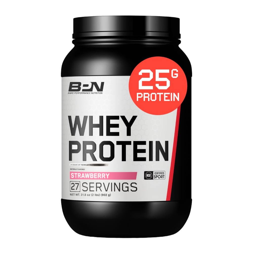BARE PERFORMANCE NUTRITION, BPN Whey Protein Powder, Whey Protein Concentrate, Native Micellar Casein, Amazing Mixability, Strawberry