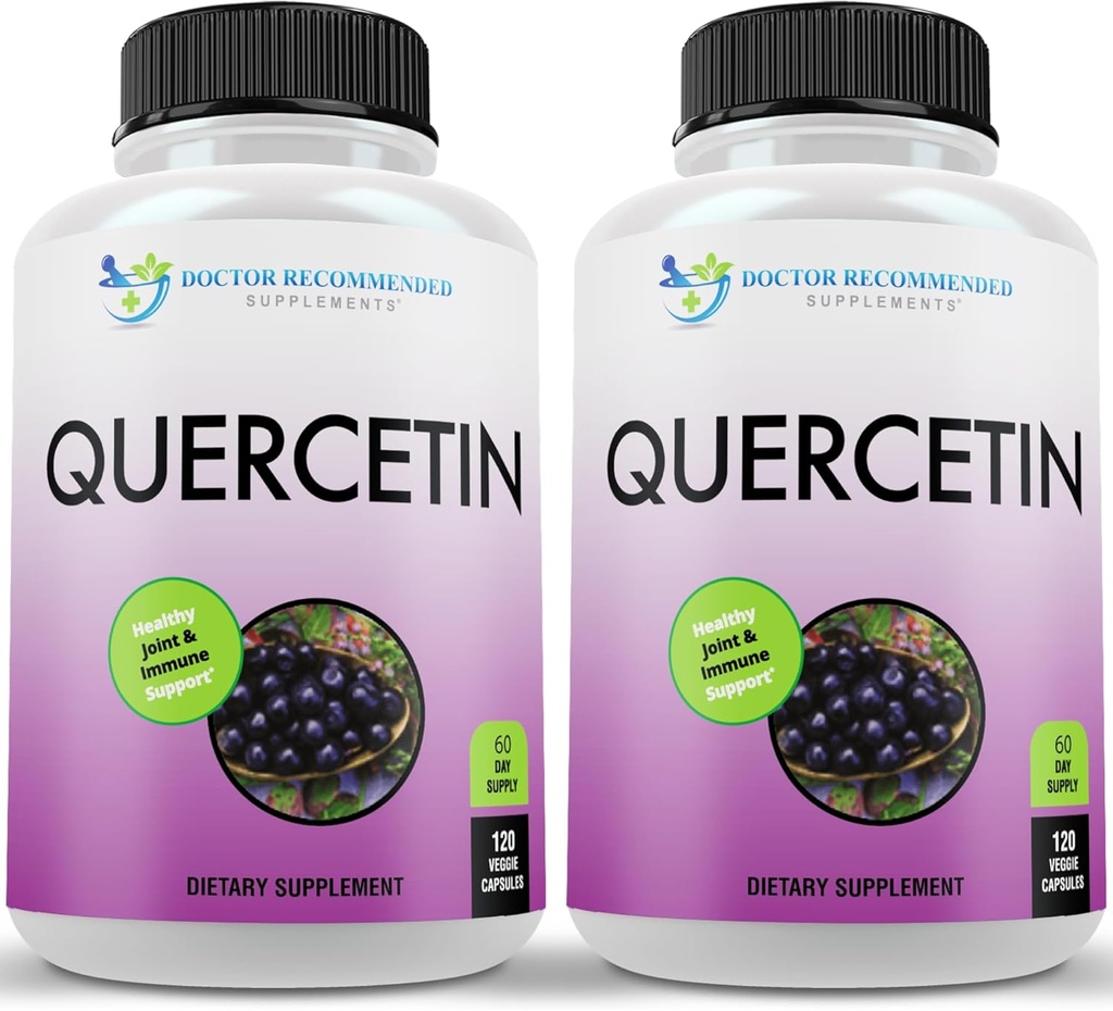[BRSWYBAPCAPRA334] DOCTOR RECOMMENDED SUPPLEMENTS Quercetin 1000mg Per Serving - Vitamin Supplement, (Vegan | Non-GMO) (120 Veggie Capsules, Pack of 2)