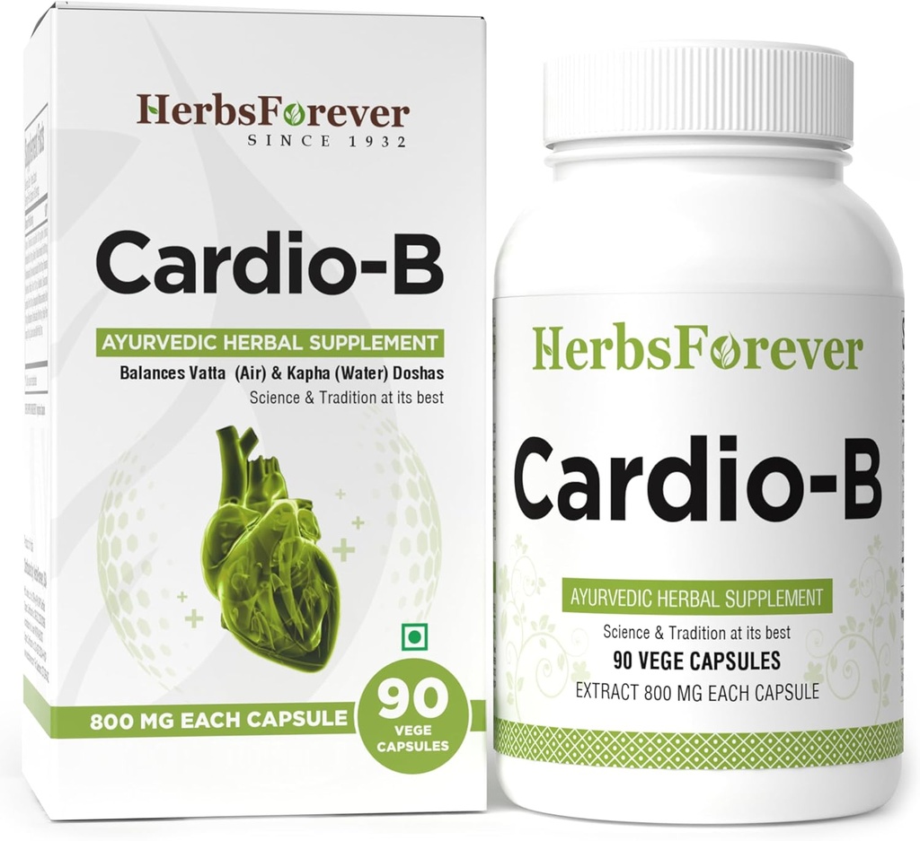 Cardio-B Ayurvedic Herbal Supplement 90 Vege Capsules 800 Mg Each