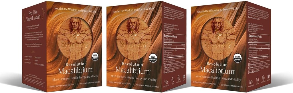 Revolution Macalibrium - Natural Concentrated Gelatinized Maca Supplement to Support Men's Hormone Health, Energy, Strength, Power, and Reproductive Health -360 Vegan Capsules (180 Day Supply)