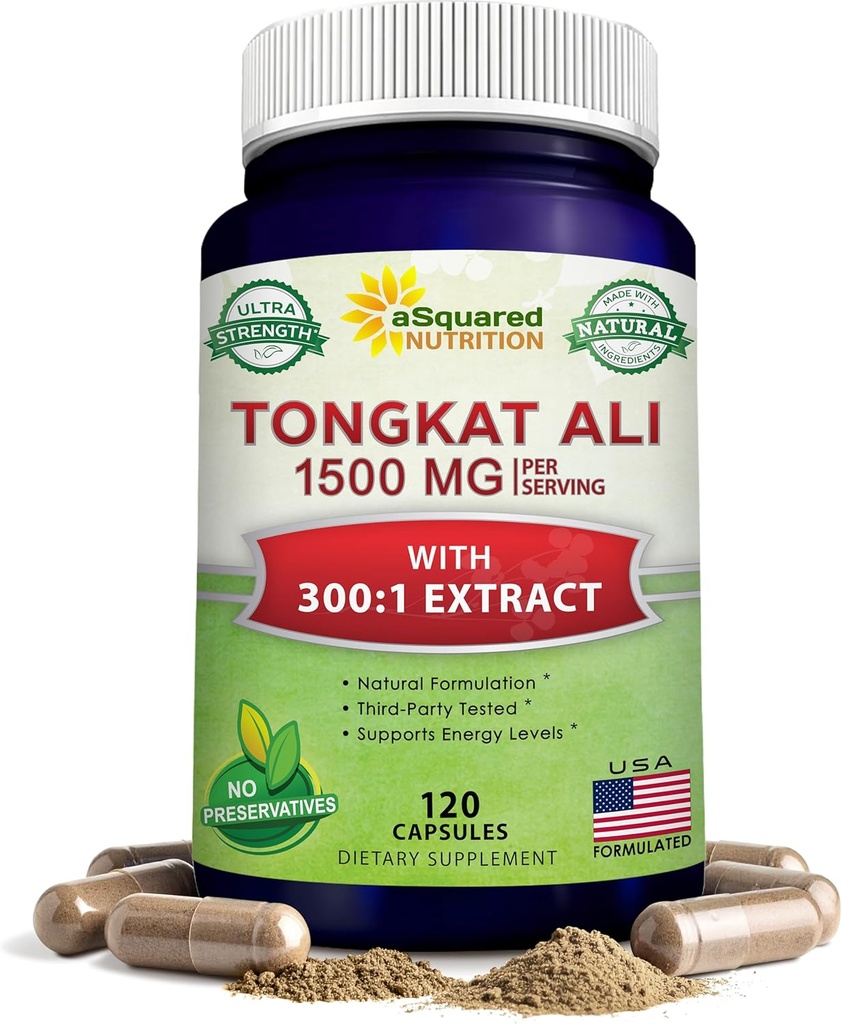 [BRSRMZQPOUMQGYIU] aSquared Nutrition Tongkat Ali 1500mg - 120 Capsules - Longjack (Eurycoma Longifolia) Extract Supplement & Long Jack Root Powder Pills - Tongkat Ali for Men & Women