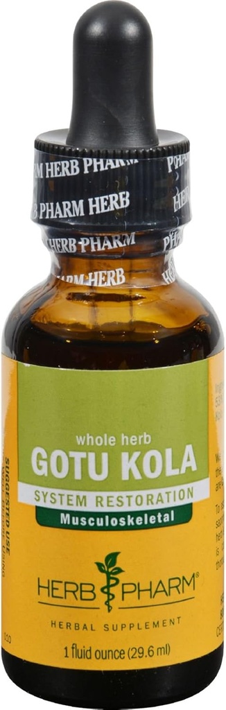 Herb Pharm Certified Organic Gotu Kola Liquid Extract for Musculoskeletal System Support, 1 Fl Oz