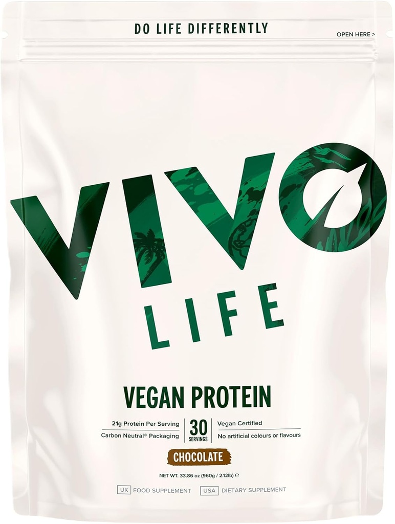 Vivo Vegan Protein Powder - 0.7 oz of Plant-Based Protein per Scoop, 30 Servings (31.7 oz) (Vanilla) (31.7 oz, Vanilla)