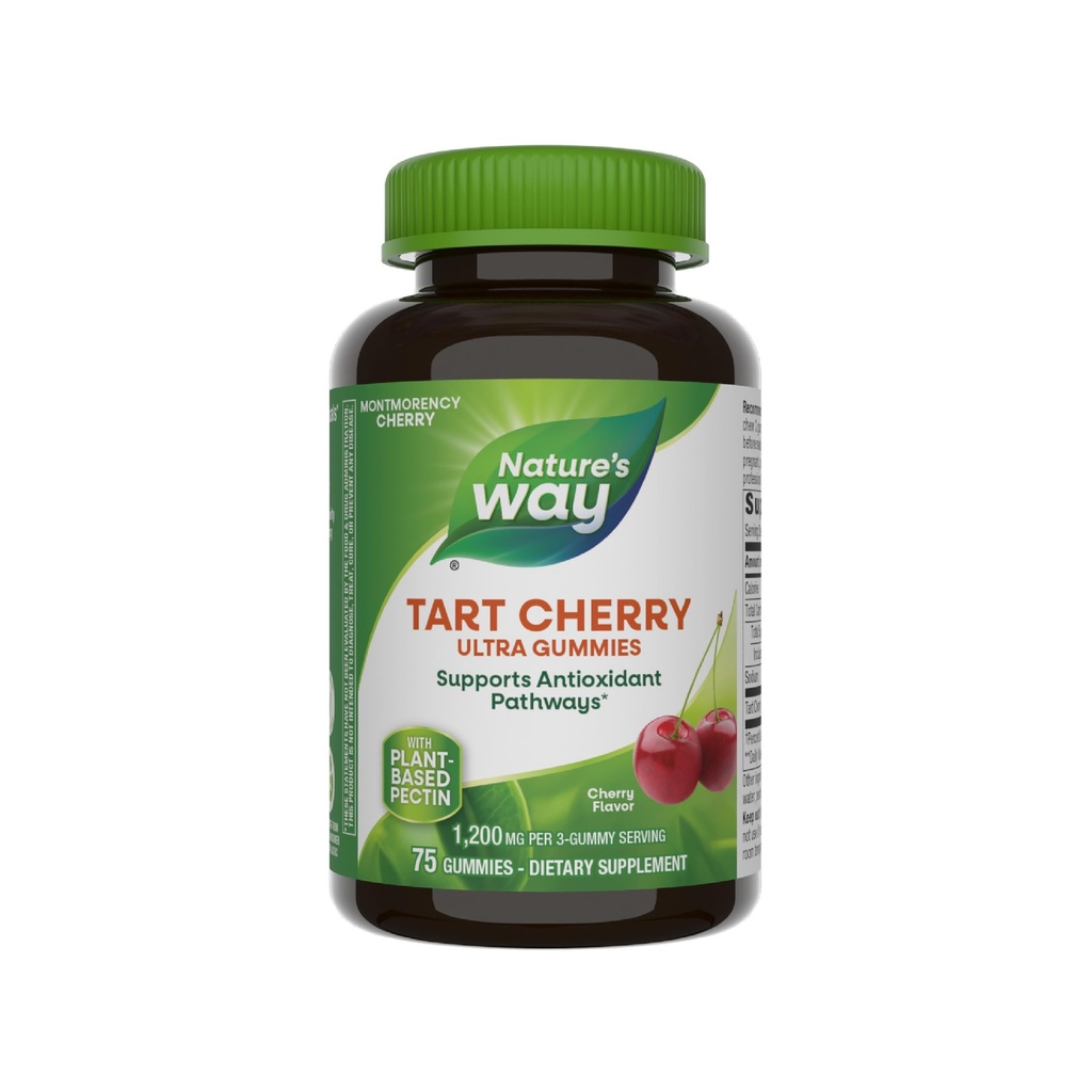 Nature's Way Tart Cherry Ultra Gummies, Antioxidant Support from Anthocyanins*, 1,200 mg per 3-Gummy Serving, Cherry Flavored, Gluten Free, Vegetarian, 75 Count (Packaging May Vary)