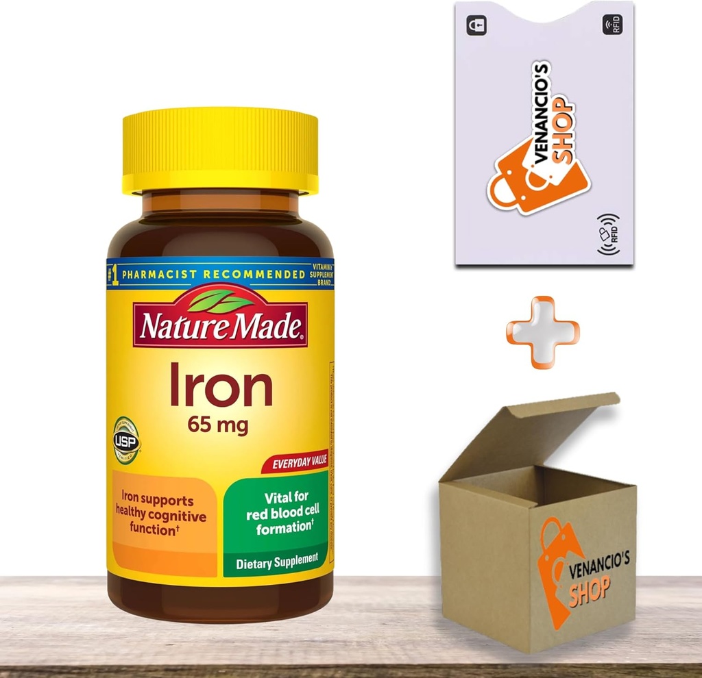 [BRSROAAFBN7AGYLP] Iron 65 mg (325 mg Ferrous Sulfate) Tablets • Energy & Red Blood Cell Support • 150 Count + Vena’s Sticker (Pack of 1)