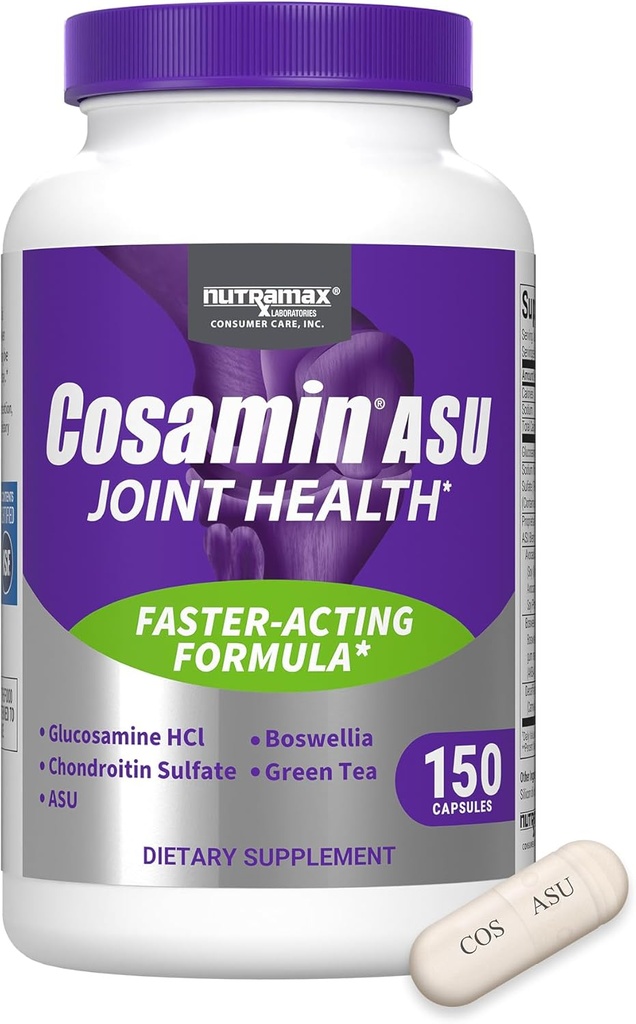Nutramax Laboratories Cosamin® ASU Joint Health Supplement with Glucosamine, Chondroitin & ASU for Men’s & Women's Joint Health, 150 Capsules