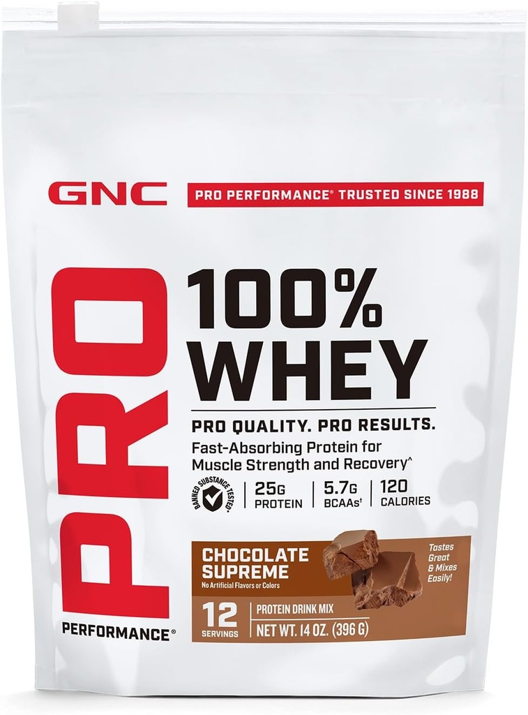 GNC Pro Performance 100% Whey Protein Powder | Supports Healthy Metabolism and Lean Muscle Recovery | Chocolate Supreme | 12 Servings