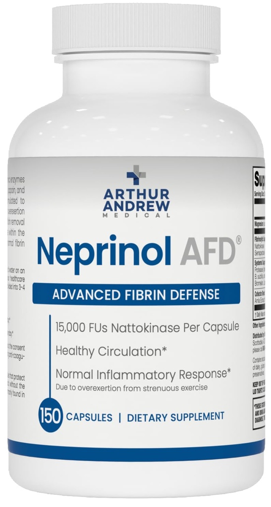 Arthur Andrew Medical, Neprinol AFD, Multi Enzyme Blend with Serrapeptase & Nattokinase, 150 Count (Pack of 1)