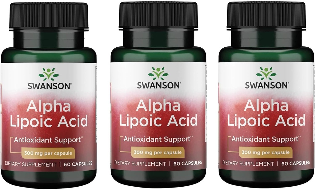 [BRSWGAANOJ5BYDTG] Swanson Alpha Lipoic Acid - Antioxidant Activity Supplement - 300 mg 60 Capsules (3 Pack)