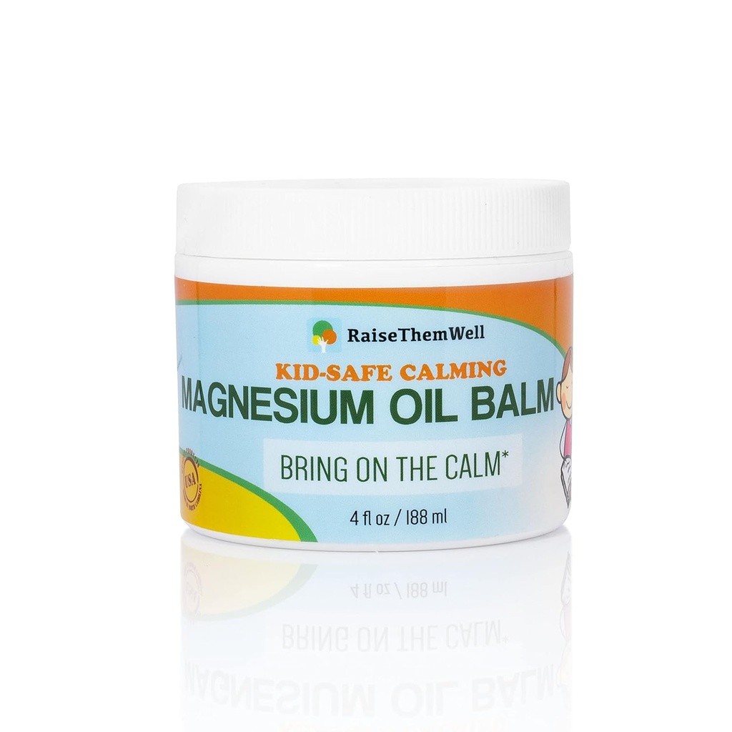 Kids Calming Magnesium Balm – 4 fl oz | Natural Anxiety & Sleep Support Cream with Lavender, Coconut Oil & Jojoba | Soothing Magnesium Oil for Toddlers & Children
