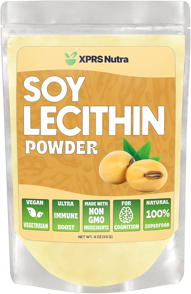 [BRSW2ZT7AB7WADLP] XPRS Nutra Soy Lecithin Powder Food Grade Fat Emulsifier - Suitable for Cooking, Baking and More - Vegan Friendly Soy Lecithin Powder Cooking Aid (4 Ounce)
